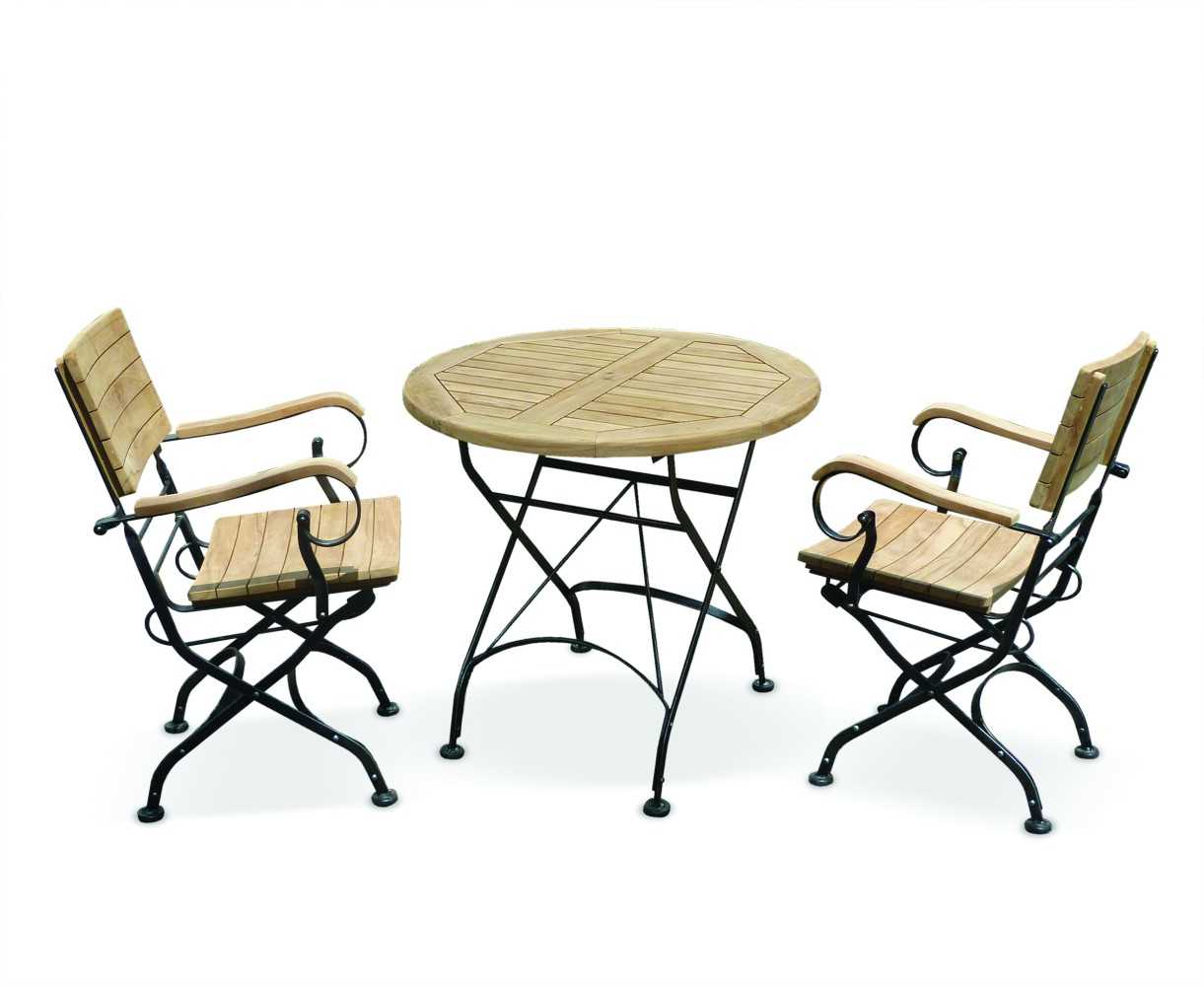 Garden Bistro Table and 2 Armchairs - Outdoor Patio Bistro Dining Set