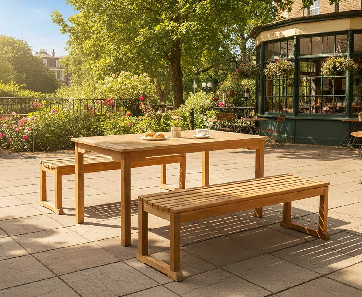 Sandringham Teak Table and Benches Set