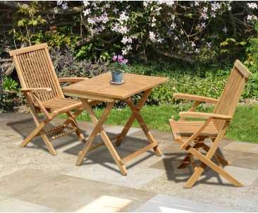 Rimini Teak Patio Garden Folding Table and Chairs Set