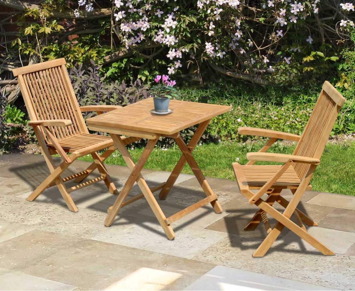 Rimini Teak Patio Garden Folding Table and Chairs Set