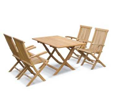 Rimini Teak Folding Garden Table and 4 Arm Chairs