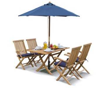 Rimini Teak Folding Garden Table and 4 Arm Chairs