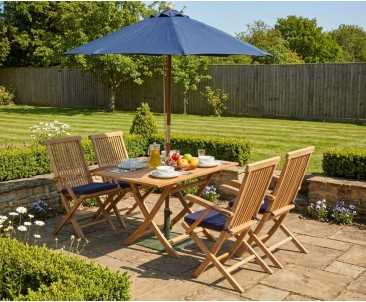 Rimini Teak Folding Garden Table and 4 Arm Chairs