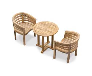 Canfield 0.8m Teak Round Table and Kensington Tub Chairs Set