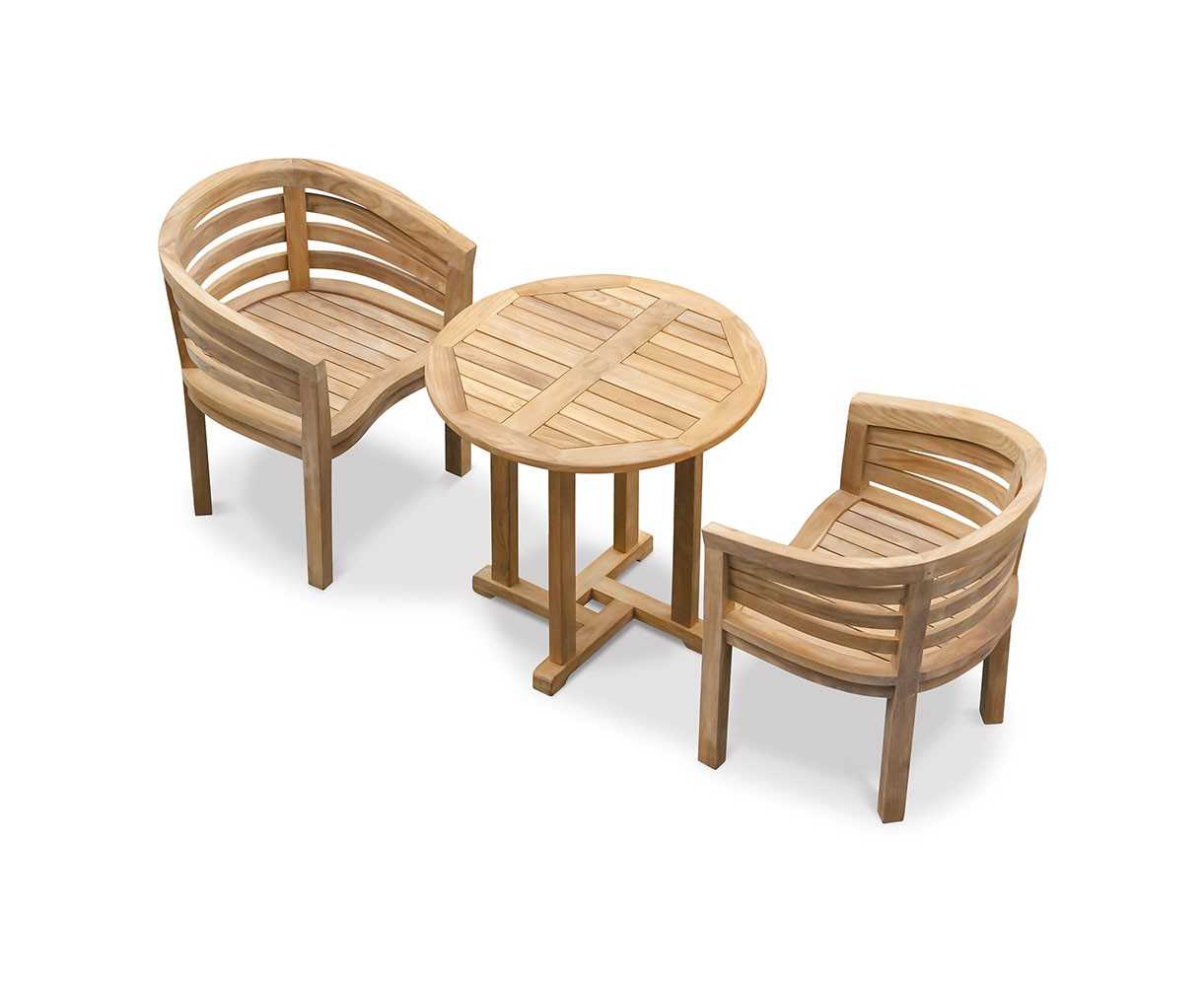 Canfield 0.8m Teak Round Table and Kensington Tub Chairs Set