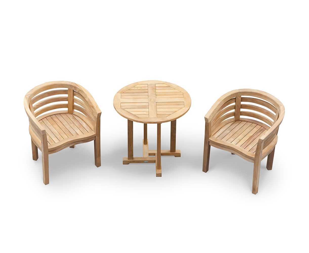 Canfield 0.8m Teak Round Table and Kensington Tub Chairs Set