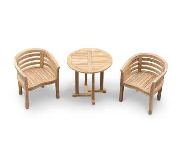 Canfield 0.8m Teak Round Table and Kensington Tub Chairs Set