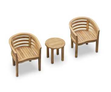 Teak Round Occasional Table and Kensington Tub Chairs
