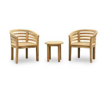 Teak Round Occasional Table and Kensington Tub Chairs