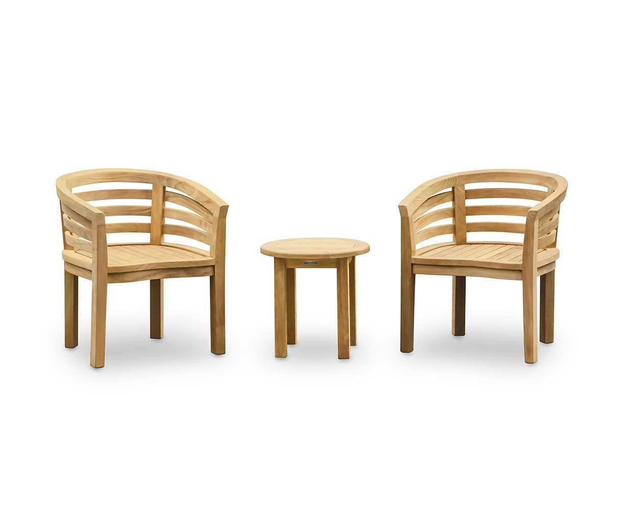 Teak Round Occasional Table and Kensington Tub Chairs