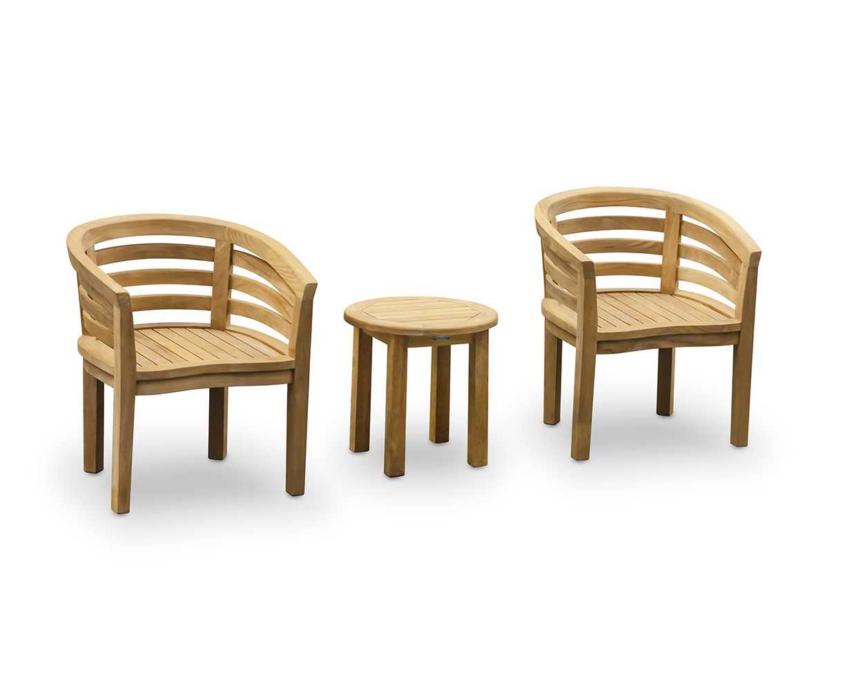 Teak Round Occasional Table and Kensington Tub Chairs