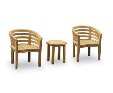 Teak Round Occasional Table and Kensington Tub Chairs