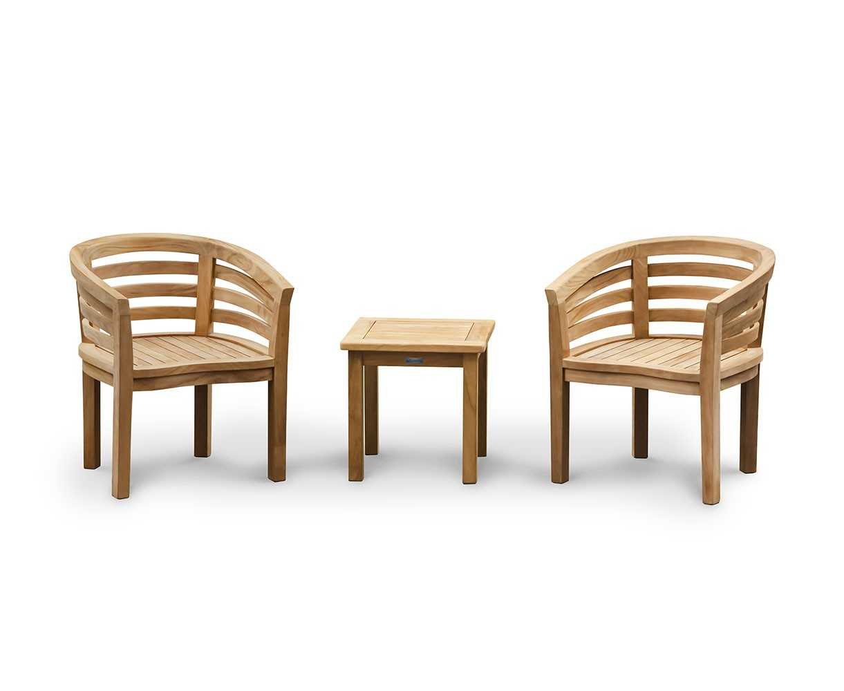 Occasional Teak Square Side Table and Kensington Tub Chairs Set
