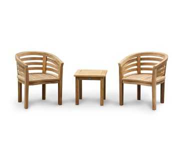 Occasional Teak Square Side Table and Kensington Tub Chairs Set