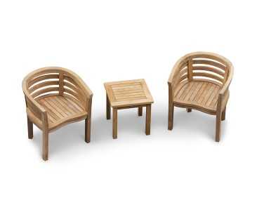Occasional Teak Square Side Table and Kensington Tub Chairs Set