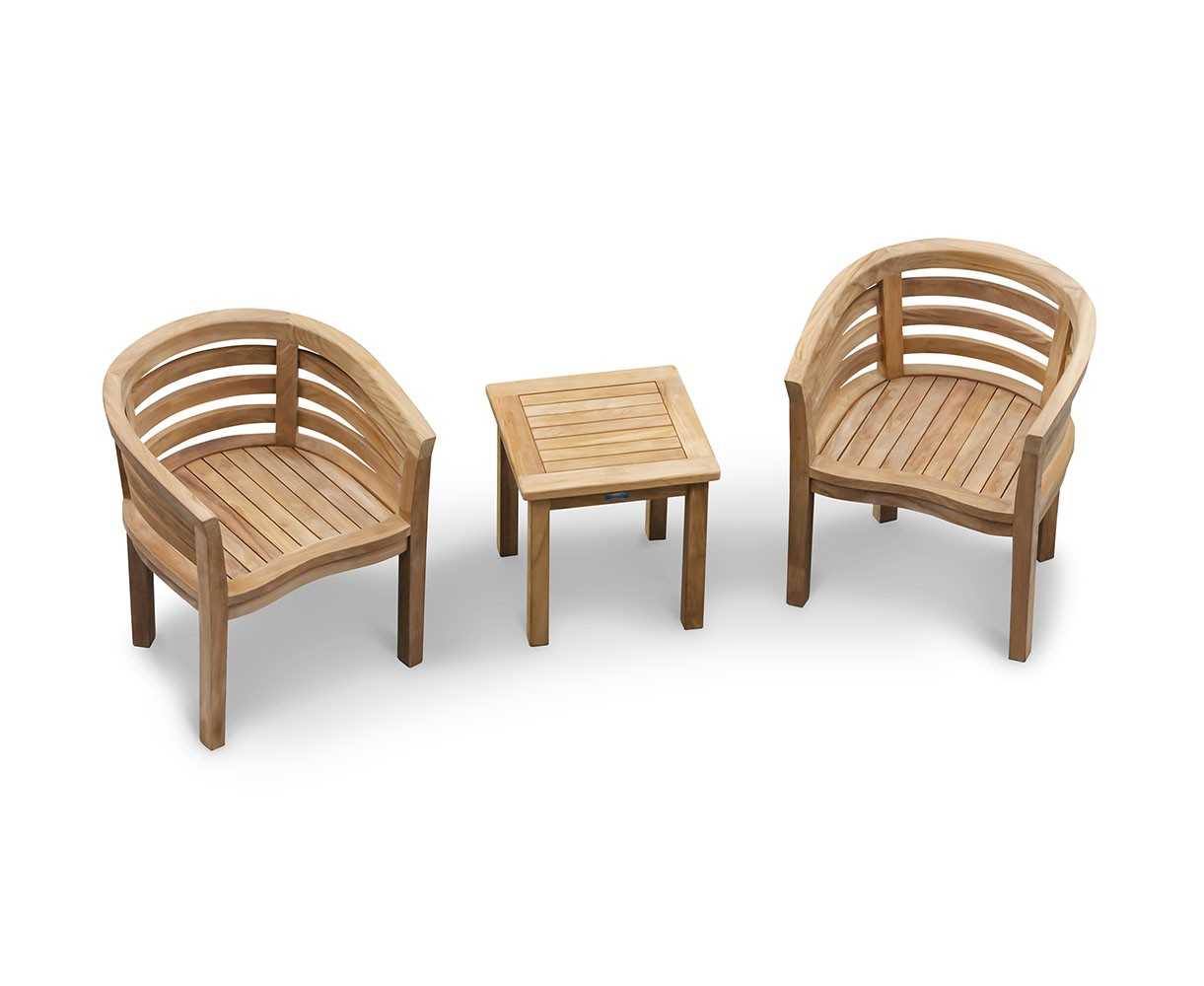 Occasional Teak Square Side Table and Kensington Tub Chairs Set