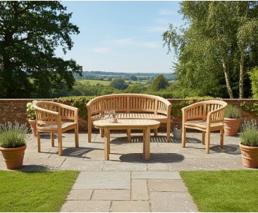 Wimbledon Banana Bench, Coffee Table & Armchairs Set