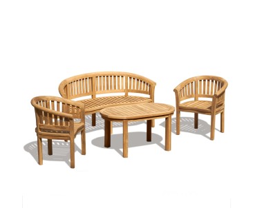 Wimbledon Banana Bench, Coffee Table & Armchairs Set