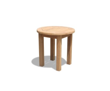 Round Teak Garden Side Table and Amalfi Flat Weave Armchairs Set - Honey Wicker
