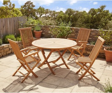 Suffolk Folding Round Garden Table and Chairs Set