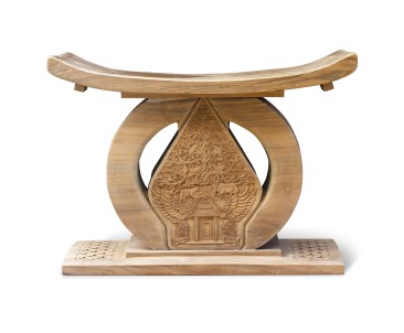 Ashanti-style Teak Ornate Stool
