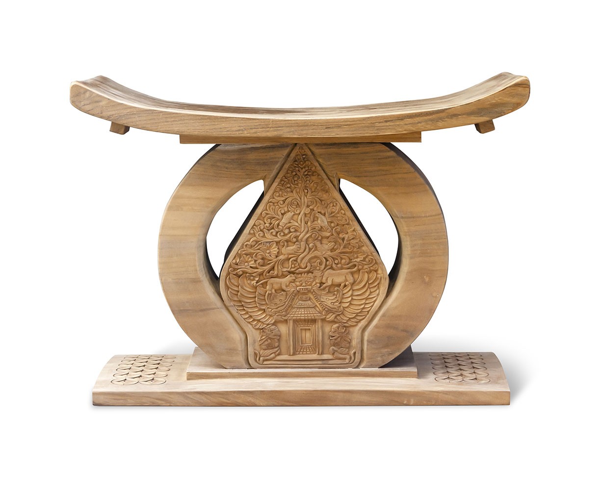 Ashanti-style Teak Ornate Stool