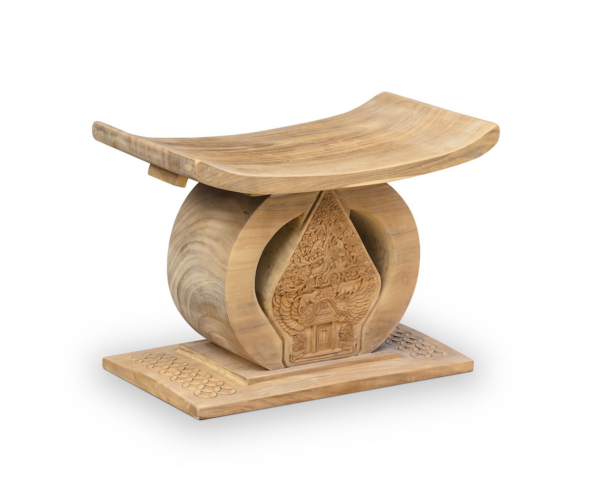 Ashanti-style Teak Ornate Stool