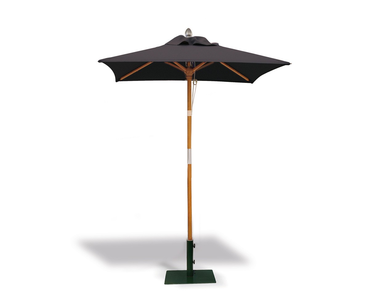 Square Garden 1.5m Hardwood Parasol - Black
