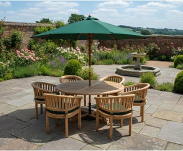 5ft Round Garden Table and 6 Tub Chairs Set
