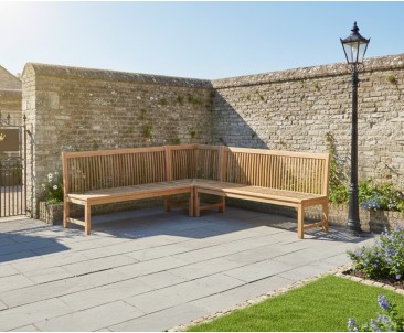 Canterbury Teak Outdoor Benches and Corner Chair Set