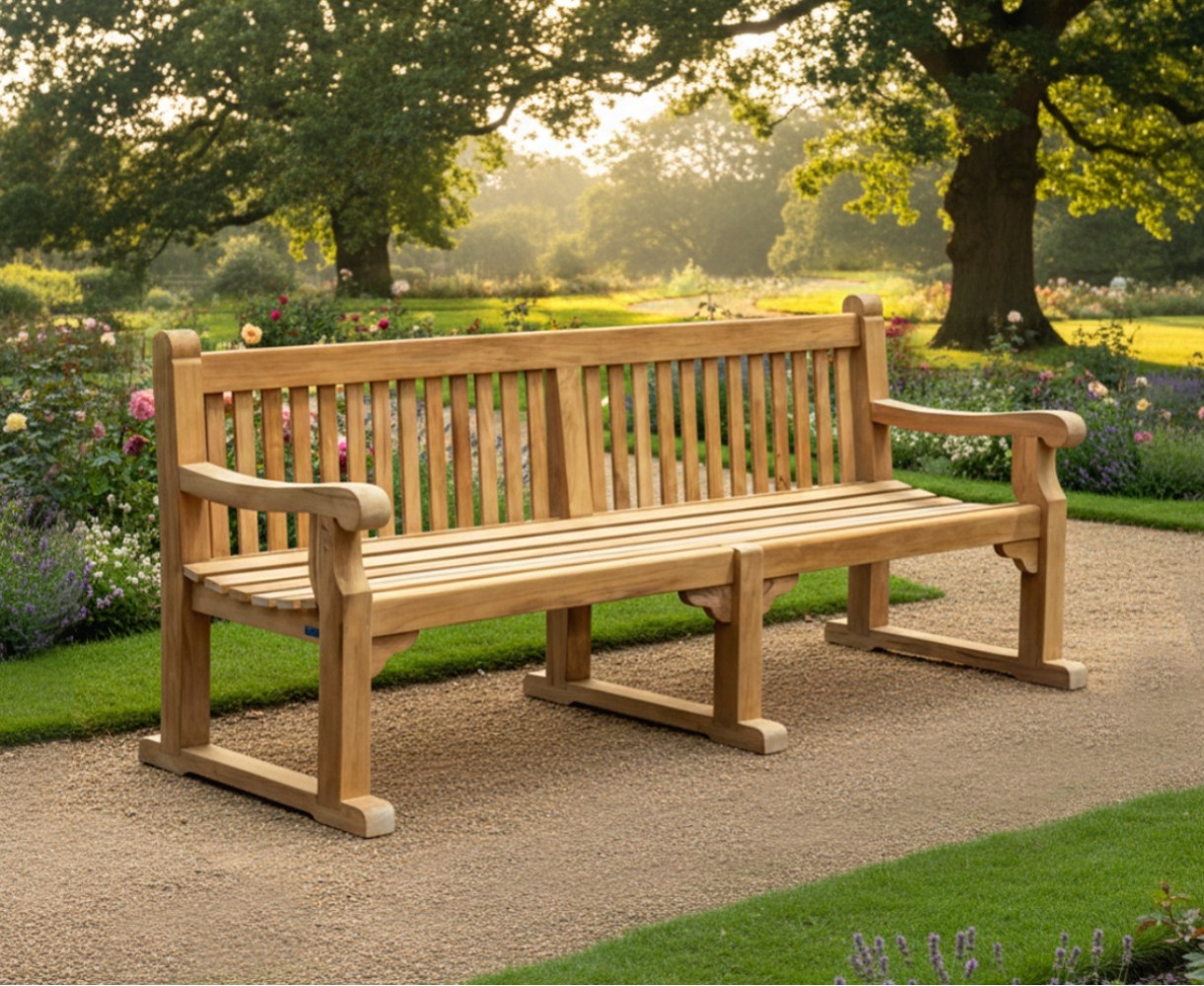 Teak 2.4m Hyde Park Sled Bench