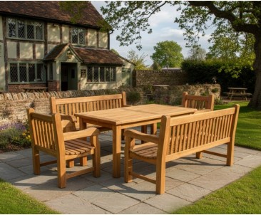 Balmoral 6ft Dining Table and Benches Set - 1.8m