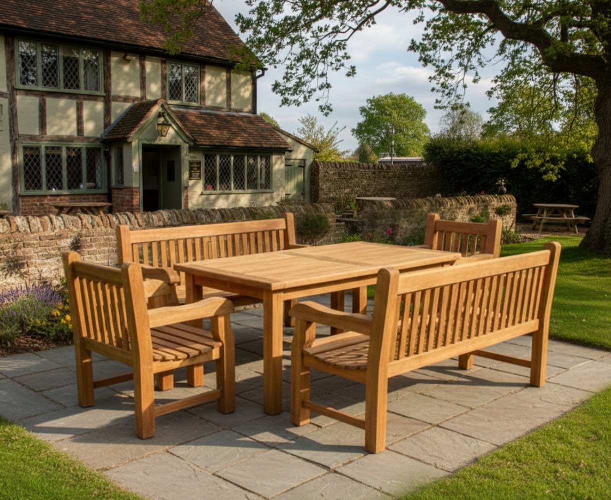 Balmoral 6ft Dining Table and Benches Set - 1.8m