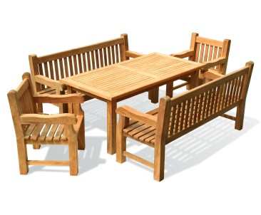Balmoral 6ft Dining Table and Benches Set - 1.8m