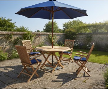 Outdoor Foldable Table and Arm Chairs - Patio Garden Dining Set