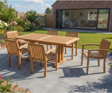 6 Seater Outdoor Dining Set - Cadogan 1.8m Table - Monaco Chairs