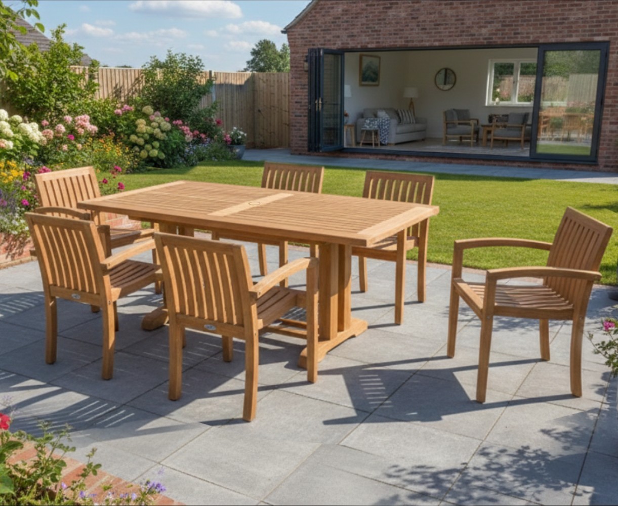 6 Seater Outdoor Dining Set - Cadogan 1.8m Table - Monaco Chairs