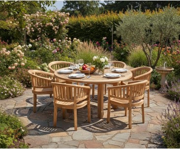 Titan Robust Round 6 Seater Patio Dining Set