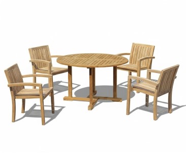 Canfield Teak Patio Table and Stacking Chairs
