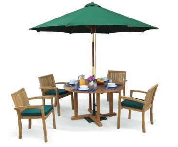 Canfield Teak Patio Table and Stacking Chairs