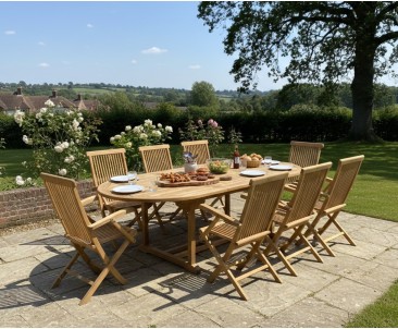 Ashdown Teak Extending Table and 8 Chairs Set