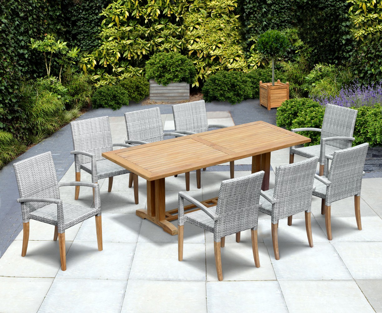 8 Seater Patio Set with Cadogan Table 2.25m & St. Tropez Stacking Chairs
