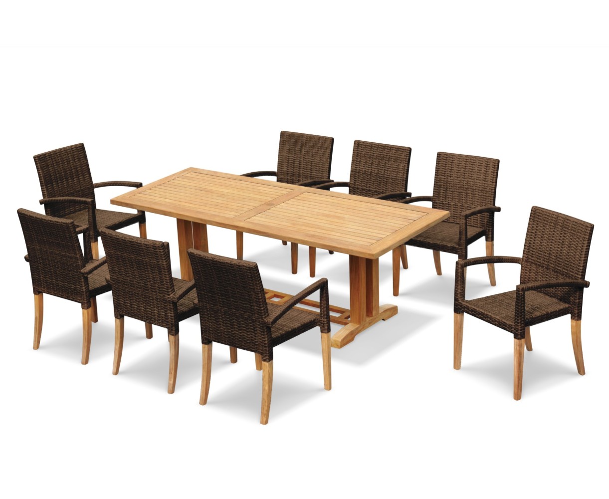 8 Seater Patio Set with Cadogan Table 2.25m & St. Tropez Stacking Chairs