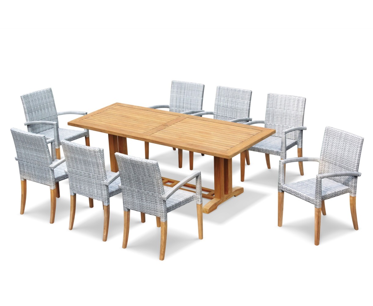 8 Seater Patio Set with Cadogan Table 2.25m & St. Tropez Stacking Chairs