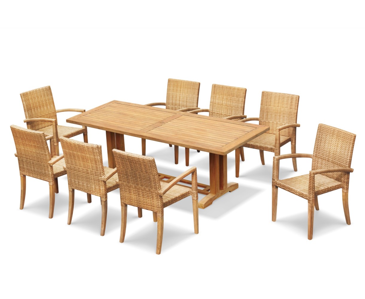 8 Seater Patio Set with Cadogan Table 2.25m & St. Tropez Stacking Chairs