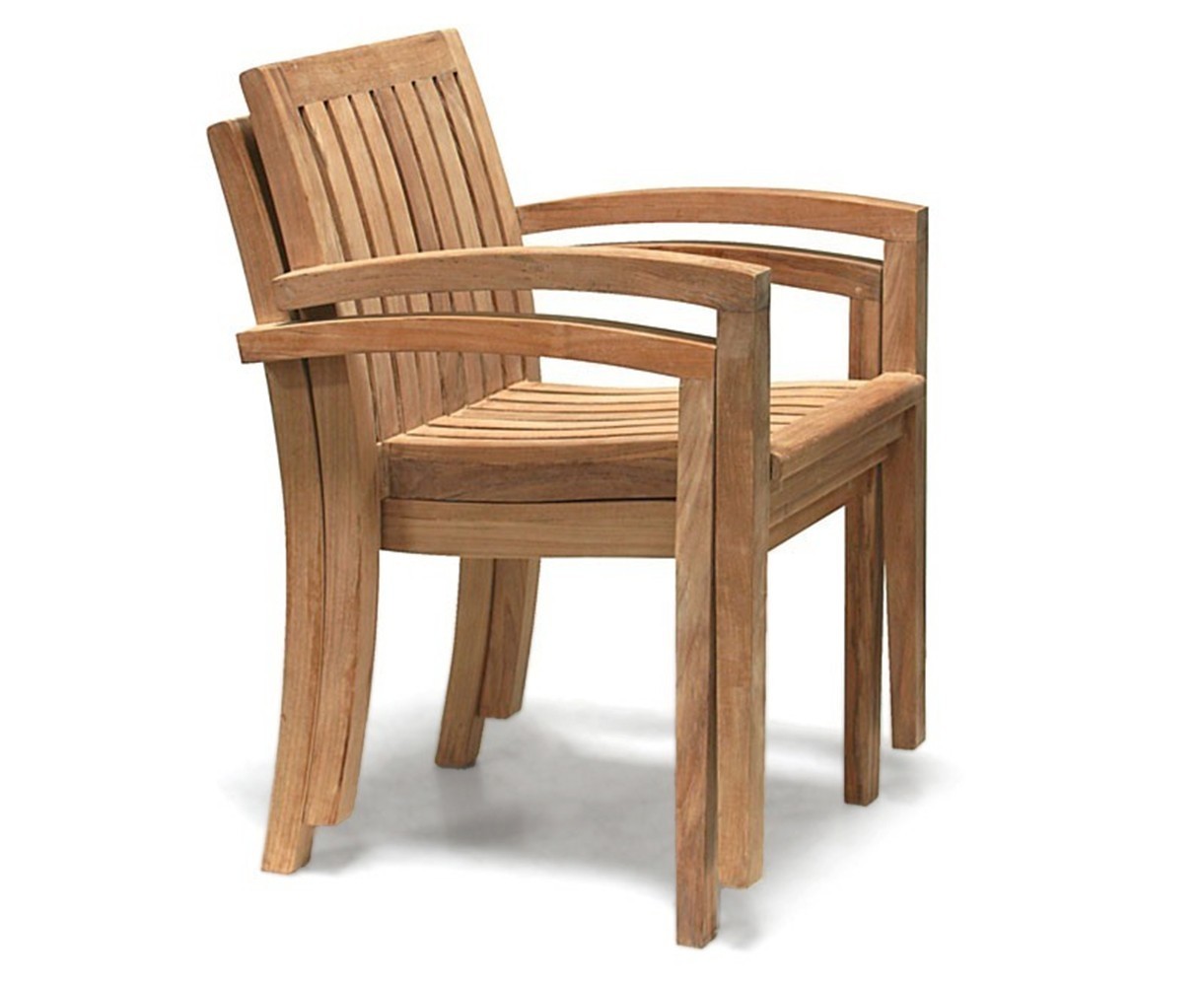 Marina 220cm Table & 8 Teak Monaco Stacking Chairs