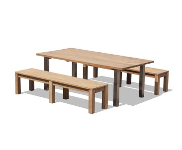Marina 2.2m Teak Garden Table and Chichester 2m Benches