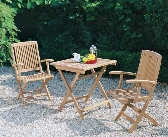 Rimini Patio Garden Folding Table And Arm Chairs Set - Folding Patio Table And 2 Chairs