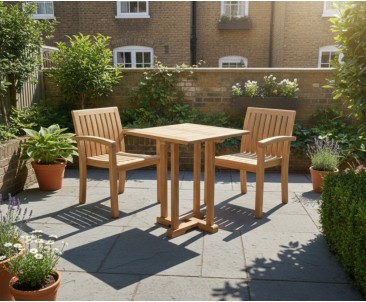 Canfield Square 60cm Table with 2 Monaco Stacking Chairs Set
