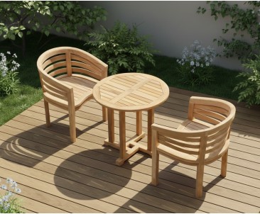 Canfield 0.8m Teak Round Table and Kensington Tub Chairs Set